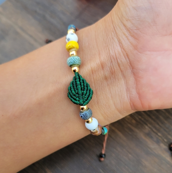 Handmade Beaded Macrame Leaf Bracelets - Picture 2 of 5